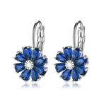 Cubic Zirconia Flower EarringsEarringsBlue