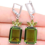 Classic Rectangular Green Peridot Earrings & PendantEarrings