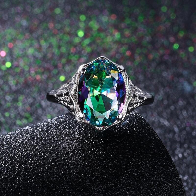 Glamorous Rainbow Mystic Topaz Ring - 925 Sterling Silver RingRing