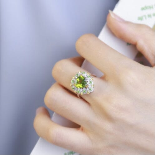 Green Heart Peridot Open RingRing