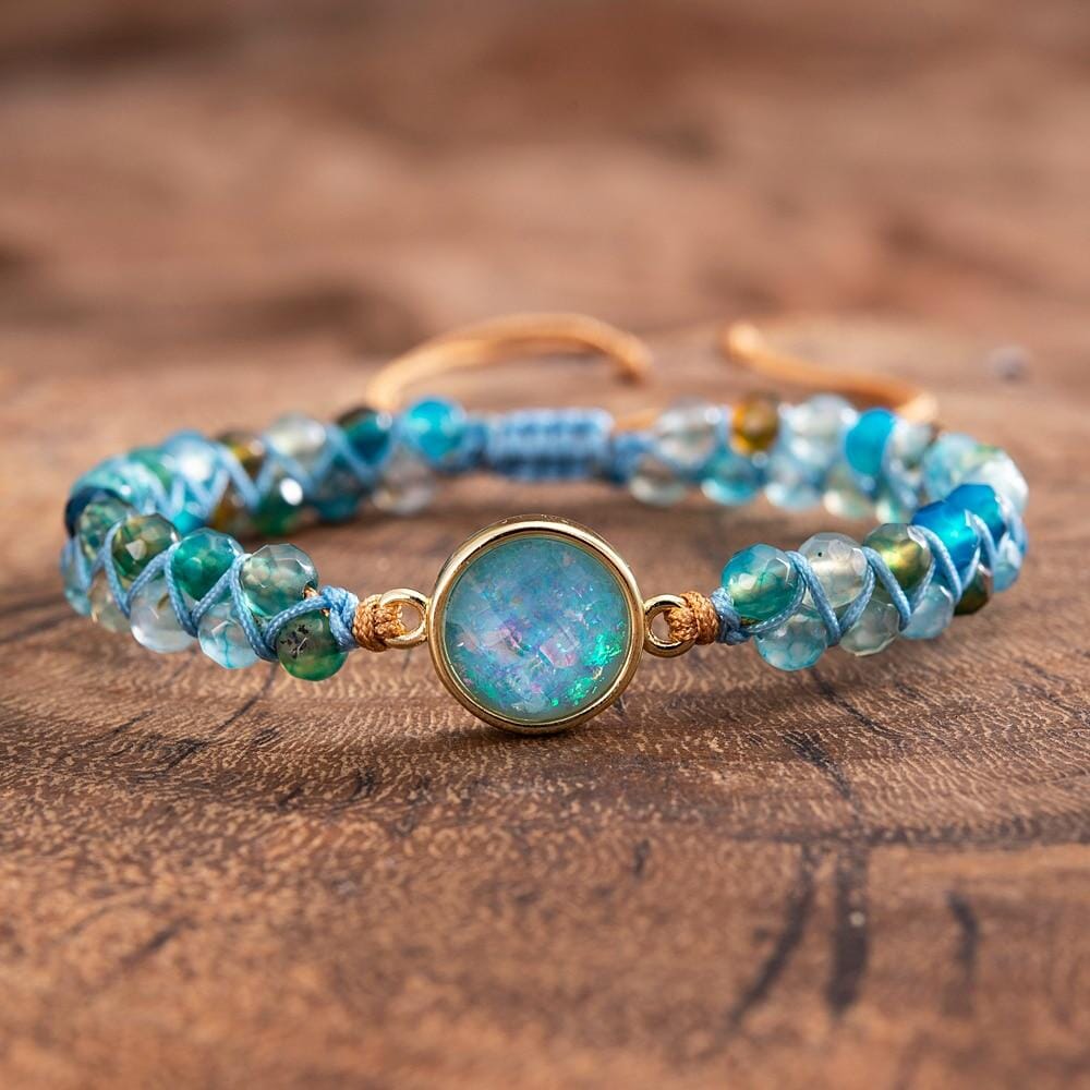 Blue Round Opal Bracelets Braided BraceletBracelet