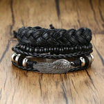 4Pcs/Set Braided Wrap Leather Bracelets for MenBraceletSet 19
