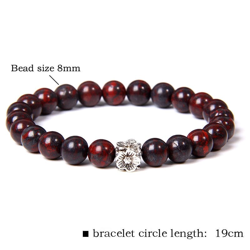Flower Charm Bloodstone Beaded BraceletBracelet