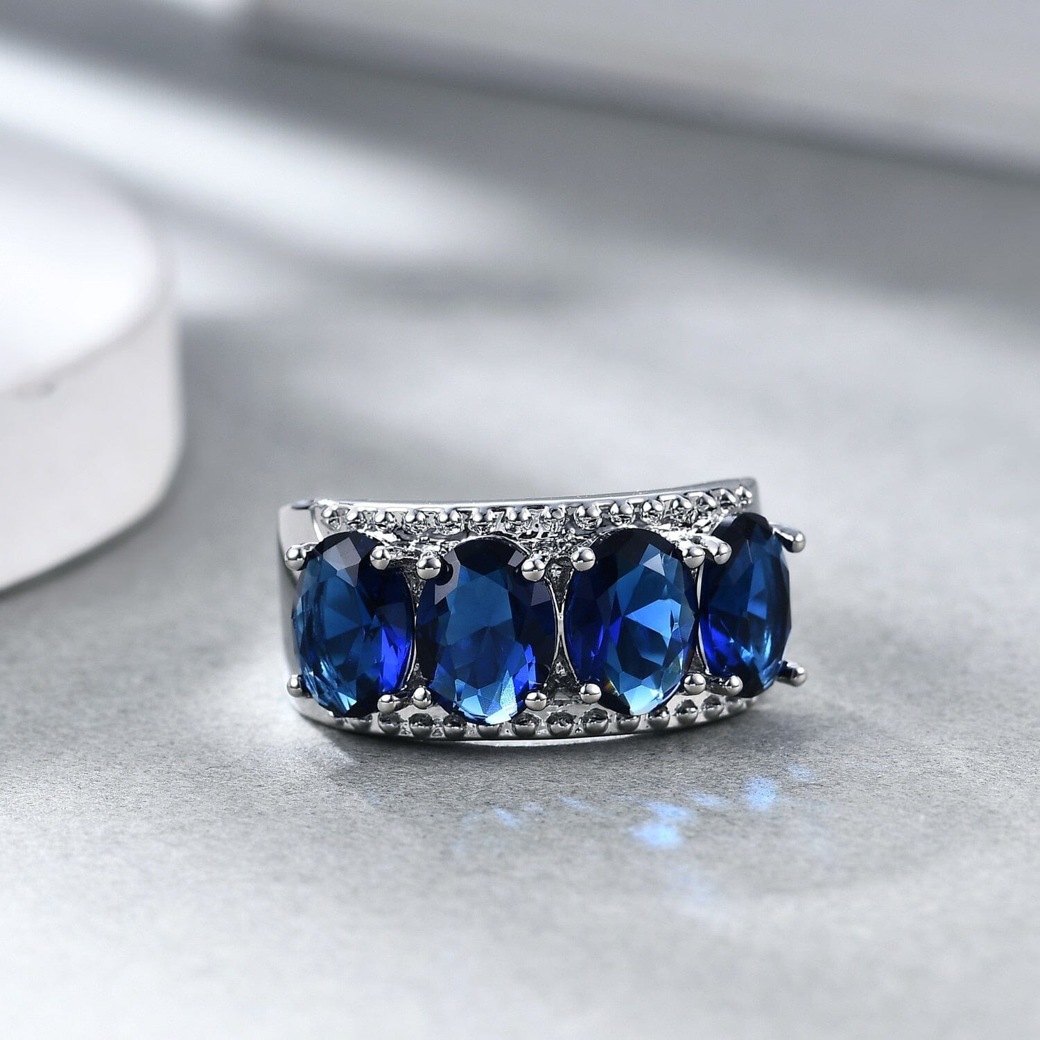 Simple Luxury 4 Sapphire Ring - 925 Sterling SilverRing6Sapphire Blue