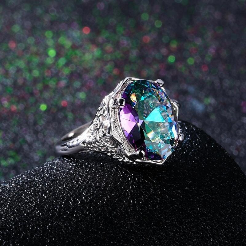 Glamorous Rainbow Mystic Topaz Ring - 925 Sterling Silver RingRing