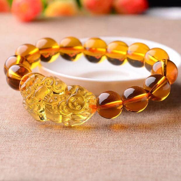 Feng Shui Citrine Yellow Crystal Pi Yao Pi Xiu Xie Bracelet For WealthBracelet