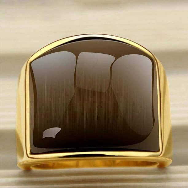 Stainless Steel & 18K Yellow Gold Plated Opal RingRing