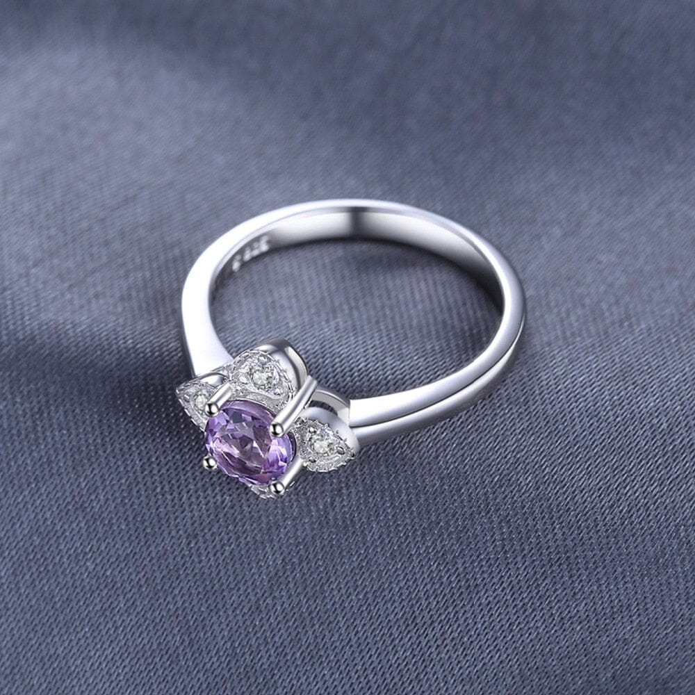 Flower Natural Amethyst 925 Sterling Silver RingRing