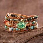 Green Oval Opal Bohemian Wrap Beaded BraceletBracelet