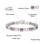 White Fire Opal and Amethyst Adjustable Chain BraceletBracelet