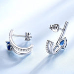 Water Drop Created Nano Blue Sapphire Stud Earrings - 925 Sterling SilverEarrings