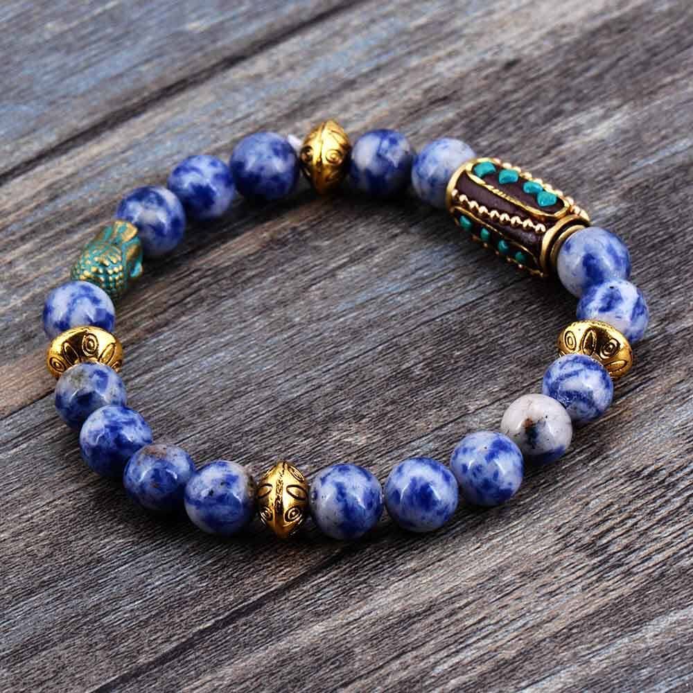 Boho Brazilian Sodalite Charm Stretch BraceletBracelet