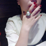 Hand-pointed Diamond Wrapping Ruby and Emerald Freshwater Pearl RingRing