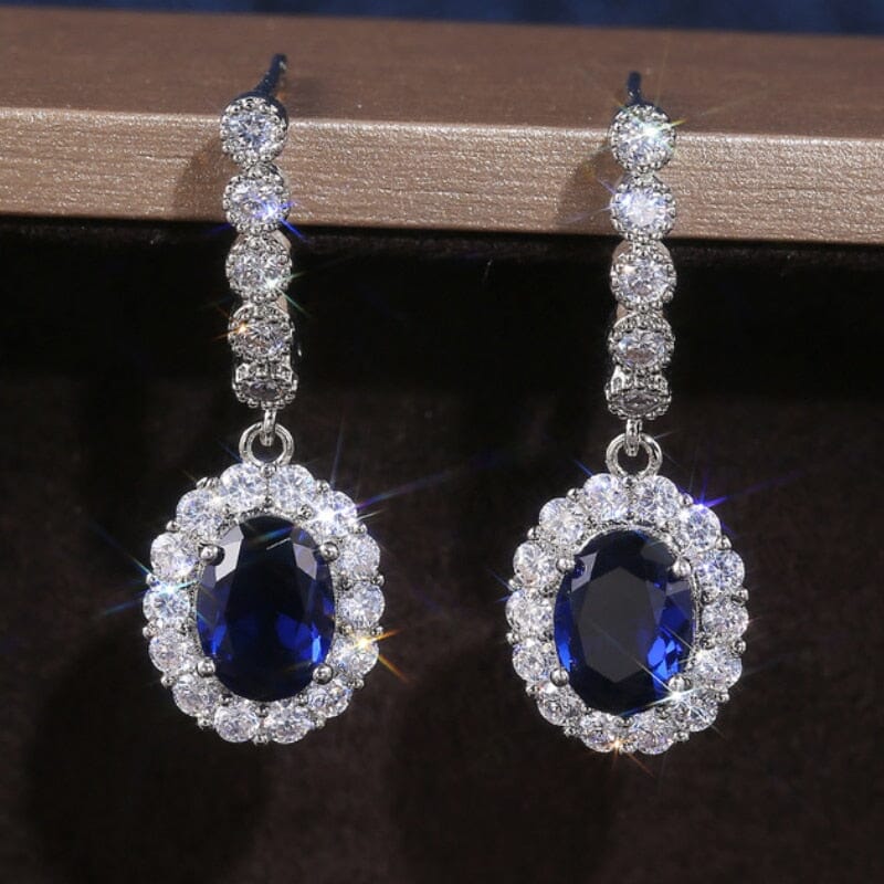 Classic Elegant Sapphire Drop Earrings - 925 Sterling SilverEarrings