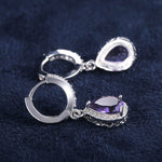 Water Drop Shaped Amethyst Earrings - 925 Sterling SilverEarrings