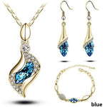 Elegant Party Crystals Jewelry SetJewelry SetGold Blue