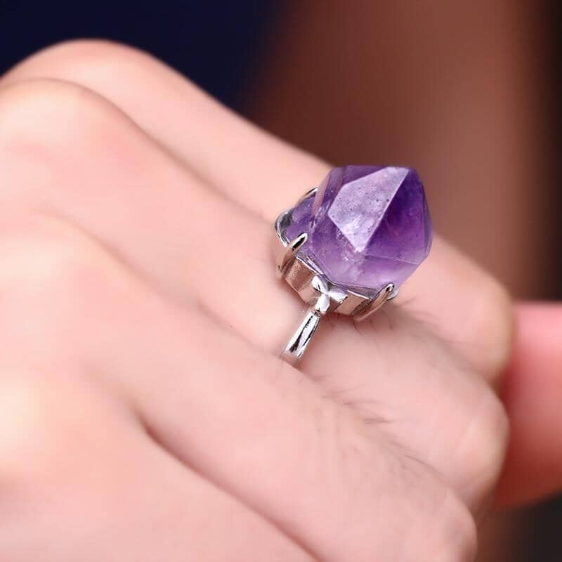 Adjustable Raw Natural Amethyst RingRing
