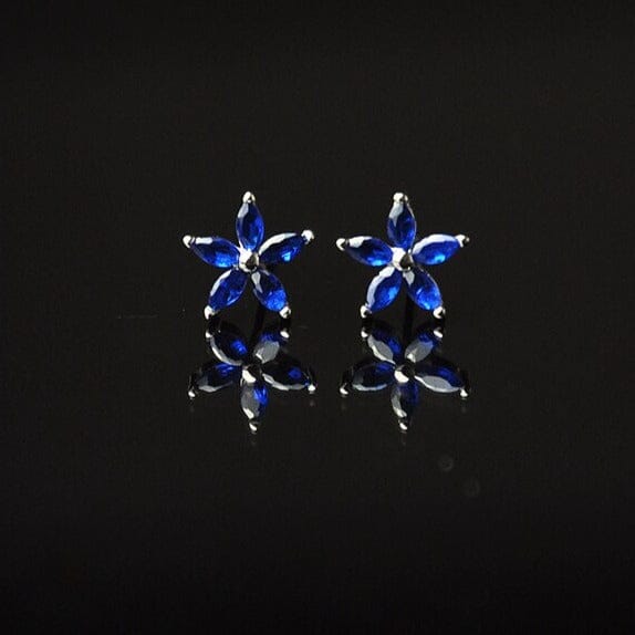 Exquisite Luxury Sapphire CZ Five-pointed Stud Earrings - 925 Sterling SilverEarrings