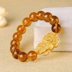 Feng Shui Citrine Yellow Crystal Pi Yao Pi Xiu Xie Bracelet For WealthBracelet