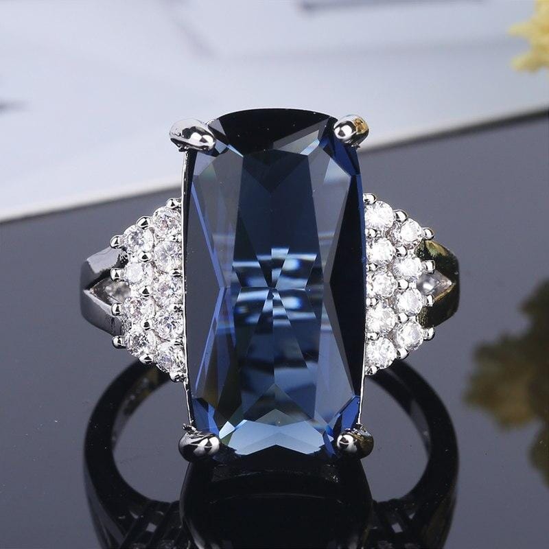 Stylish Silver Plated Sapphire RingRing