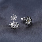 Flower Natural Smoky Quartz Earrings - 925 Sterling SilverEarrings