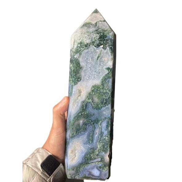 Moss Agate Tower // Large Moss Agate Crystal Tower // Druzy Crystal outlet Tower