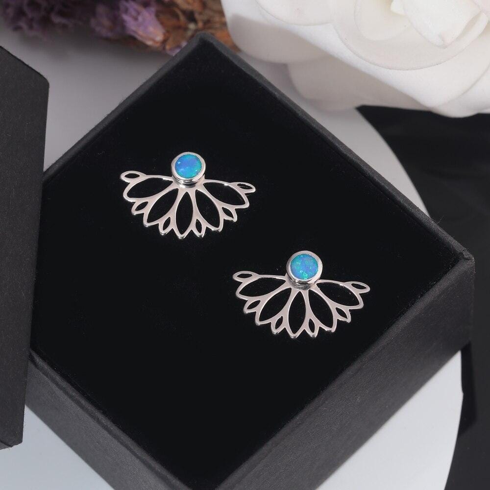 Geometric Three Color Fire Opal Stud EarringsEarrings