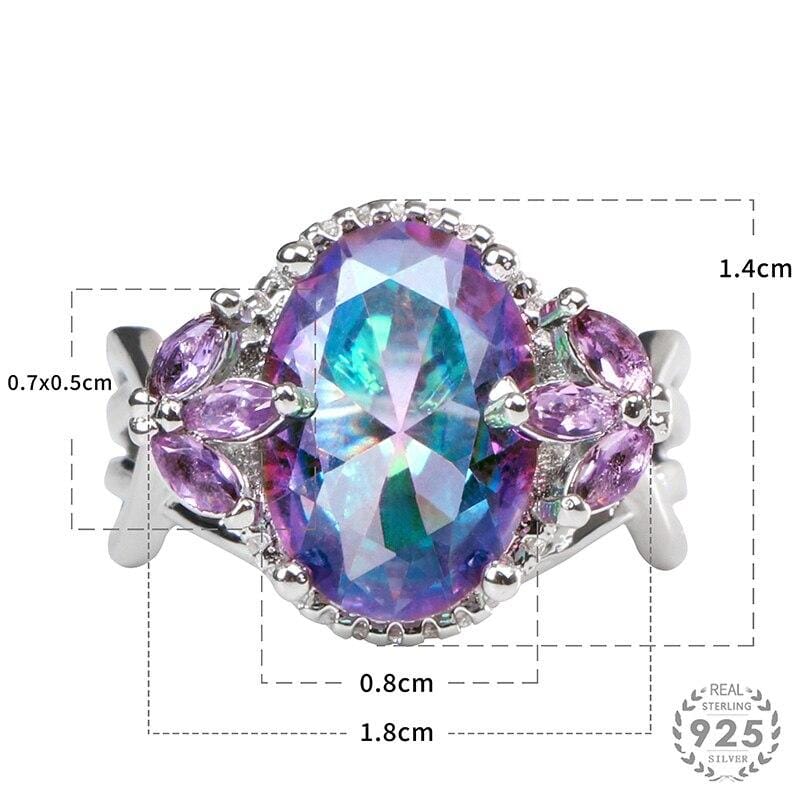 Big Oval-shaped Topaz Gemstone Ring - 925 Sterling SilverRing
