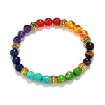 7 Chakra Natural Stone Crystal BraceletBraceletAncient Gold A