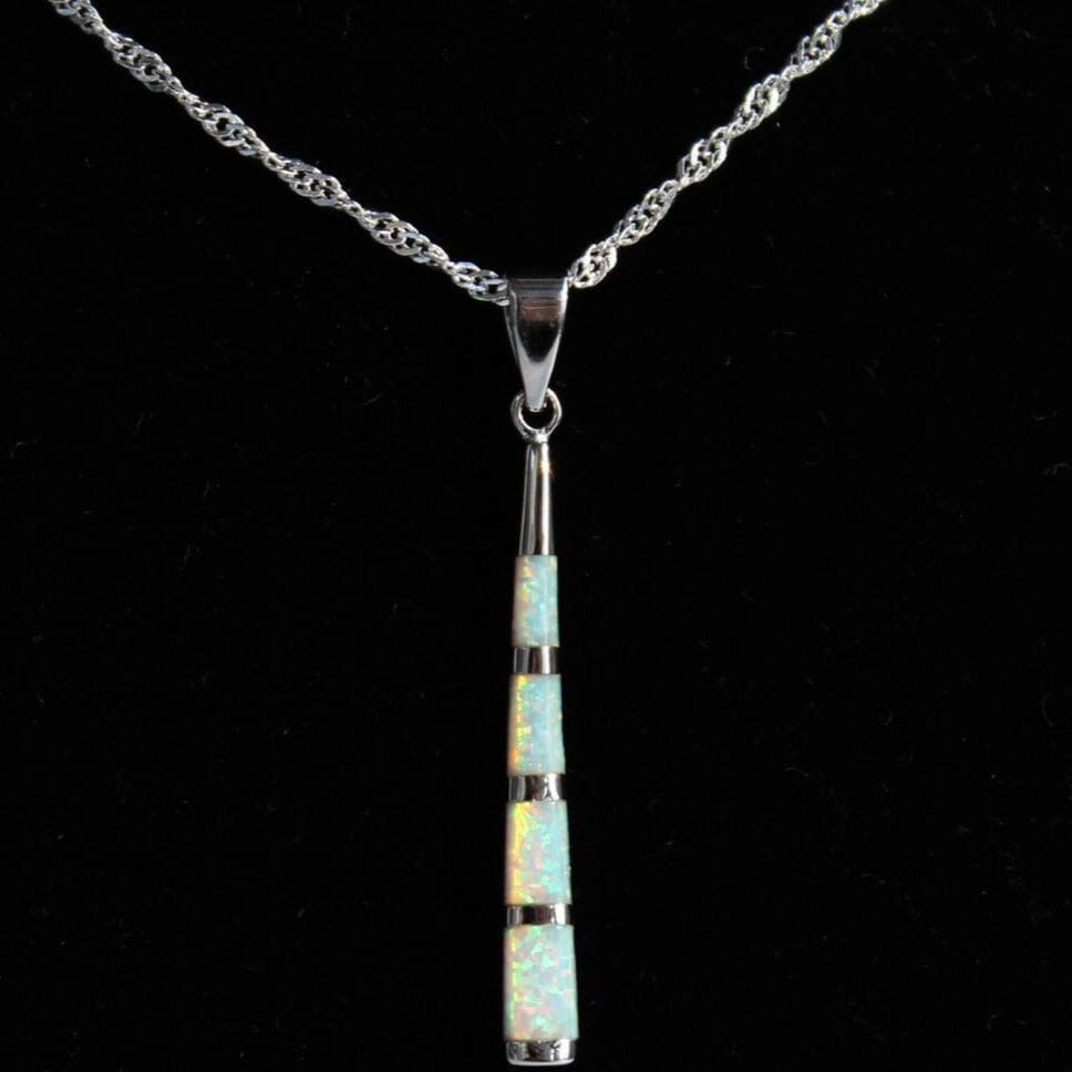 White Fire Opal Stone Design Pendant NecklaceNecklace