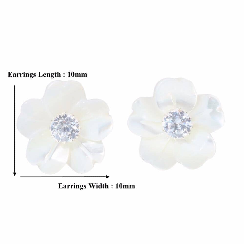 Authentic 925 Sterling Silver Flower Shell EarringsEarrings