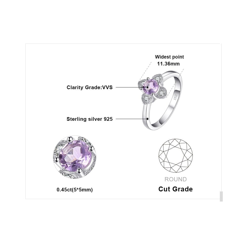 Flower Natural Amethyst 925 Sterling Silver RingRing