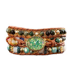 Green Oval Opal Bohemian Wrap Beaded BraceletBracelet