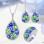 Beautiful Peridot and Sapphire Gemstone Jewelry SetNecklace