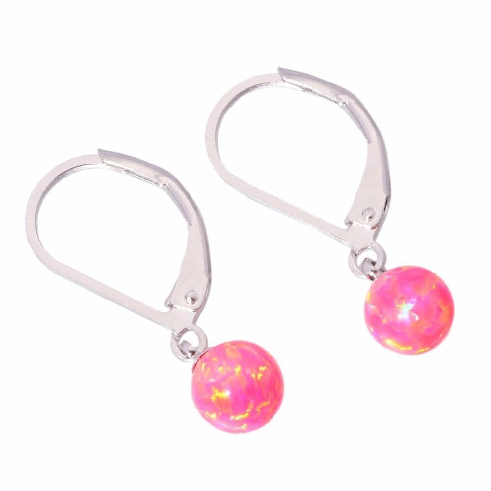 6mm Pink Fire Opal Drop EarringsEarrings