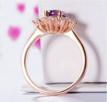 Natural Amethyst Zircon Flower Ring - 925 Sterling SilverRing