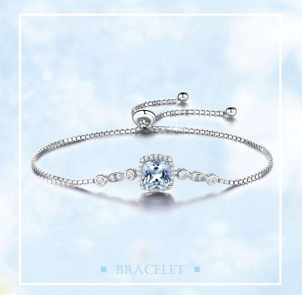Classy Geometric Aquamarine Bracelet - 925 Sterling SilverBracelet