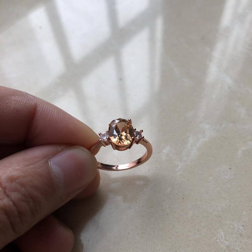 Pink Oval Morganite Zircon Rose Gold Ringring