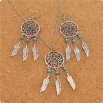 Turquoise Dream Catcher Necklace and Earrings SetNecklace