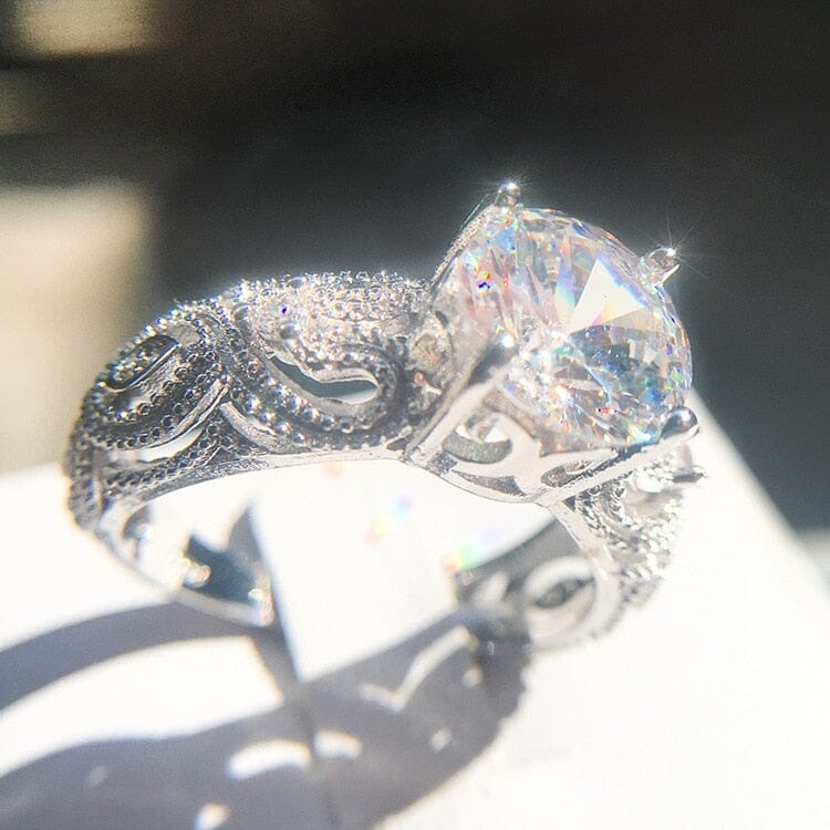 Luxury Crystal White Zircon Promise Engagement Ring Set - 925 Sterling SilverRing