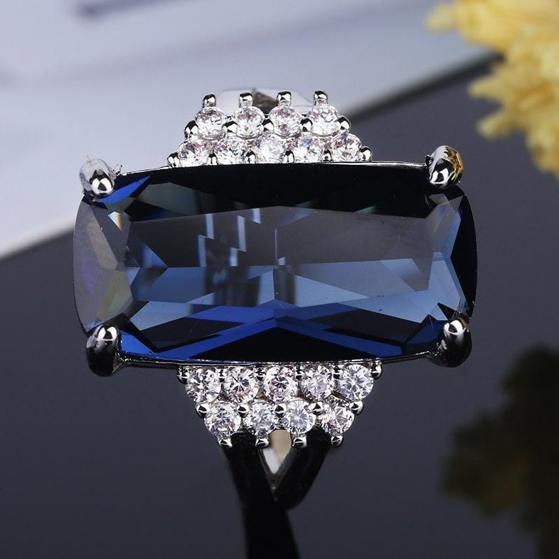 Stylish Silver Plated Sapphire RingRing