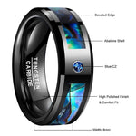 8MM Men Black Tungsten Opal Carbide RingRing