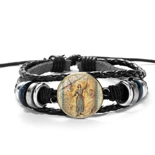 WWJD Archangel St.Michael Leather BraceletBraceletStyle 4