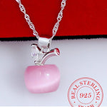 Pink/White Moonstone Apple Necklace - 925 Sterling SilverNecklacePink