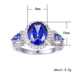 Sapphire Little Diamonds Ring - 925 Solid Sterling SilverRing