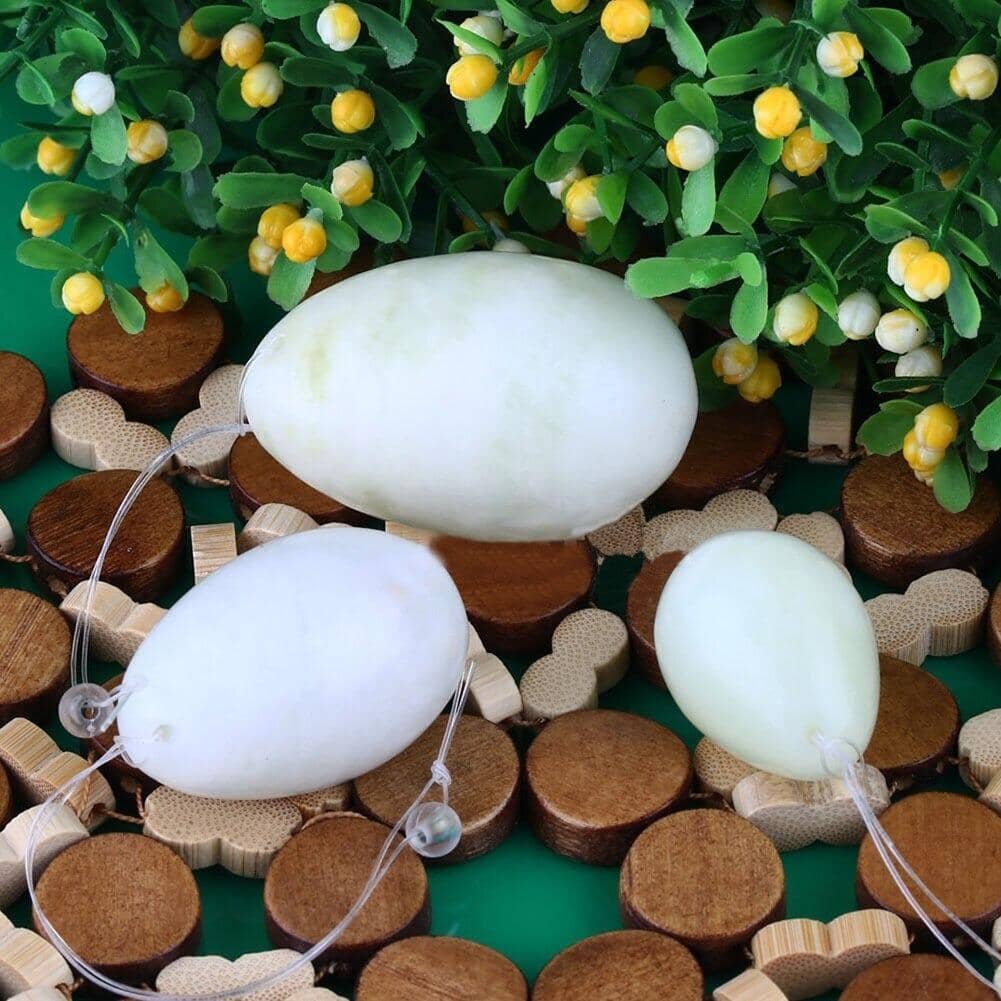 Drilled Natural Green Jade Yoni Eggs for Kegel Exercise (3 eggs)Yoni Eggs