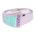 Green Fire Opal Amethyst Silver RingRing
