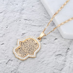 Gold Crystal Hamsa NecklaceNecklace