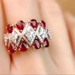 Trendy Lady Red Crystal Ruby Resizeable RingRing