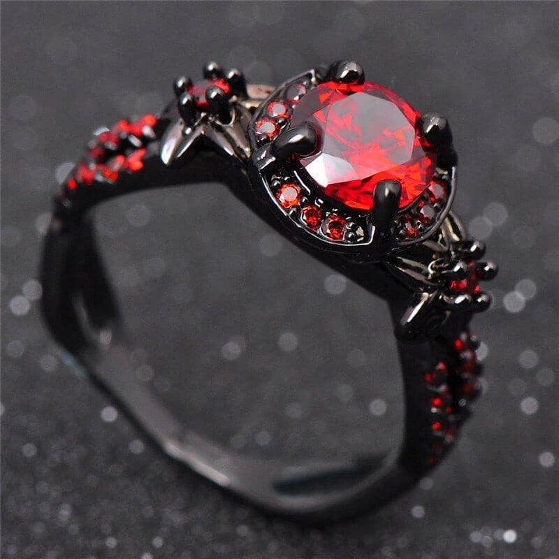 Flower Ruby Black Gold RingRing